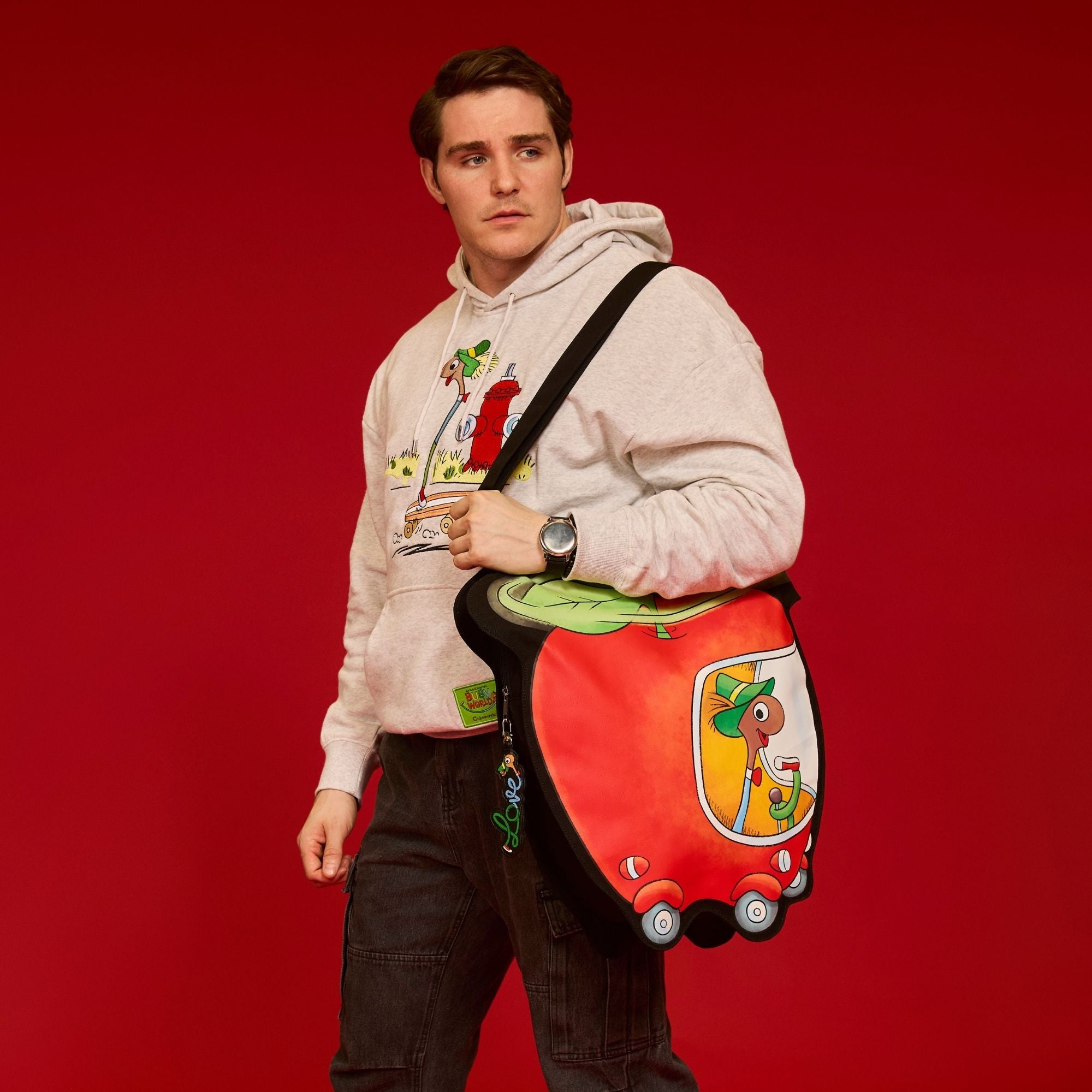 Richard Scarry's Busy World Lowly Worm Embroidered Hoodie